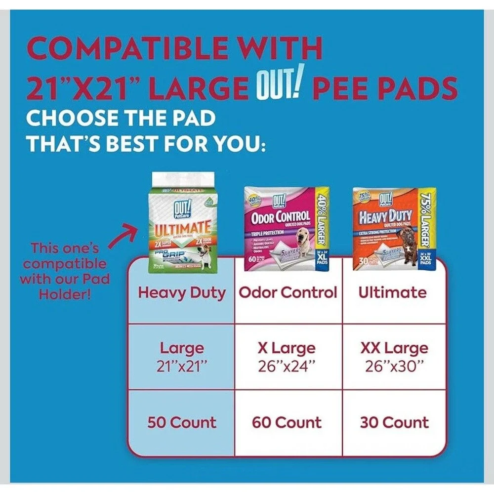 OUT! Training Pad Holder for Pets, Fits Pads 21 by 21-Inch